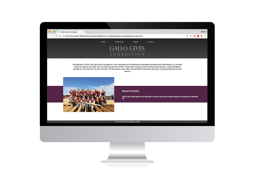 web design - handed coded website for the gallo gives foundation